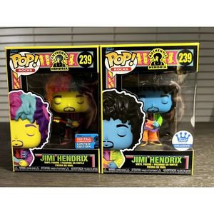 Funko Pop Rocks Jimi Hendrix BLACKLIGHT BUNDLE #239 2021 NYCC & Funko Shop Excl.